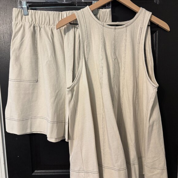 NWT Free People Womens Short Tank Set Cream Medium - Picture 1 of 8